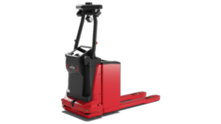O porta-paletes automatizado T-MATIC core da Linde MH automatiza o carregamento de camiões na expedição de mercadorias.