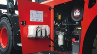 A visibilidade para dentro do equipamento no H100-H180.