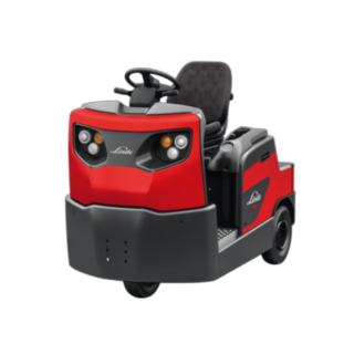Trator de reboque com posto de condução P60 - P80 e carro de plataforma W08 da Linde Material Handling Trator de reboque P60 - 80, W08 da Linde