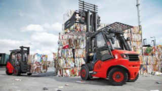 Empilhadeiras com motor a combustão interna da Linde Material Handling com acionamento hidrostático