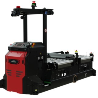 O AGV I-MATIC CT core está equipado com um sistema duplo de recolha e transporte de mercadorias a partir de sistemas de transporte.