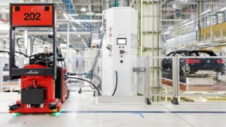 Pavilhão de produção automóvel com tecnologia de hidrogénio da Linde