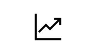 Um ícone mostra uma seta ascendente num diagrama.