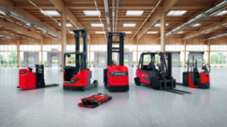Seis equipamentos da Linde Material Handling de diferentes classes de equipamentos. 