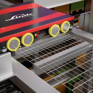 Shuttle do sistema de shuttle de paletes para estanterias S-MATIC cube da Linde Material Handling